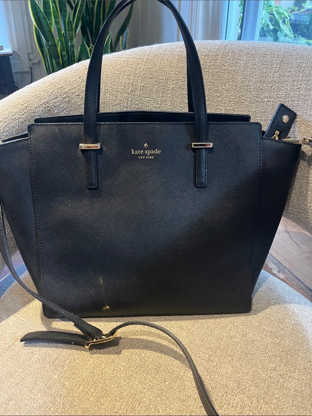 kate spade Black Saffiano Leather Shoulder Tote